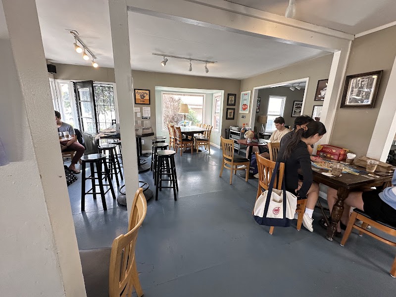 Java Man interior filled with customers and local art